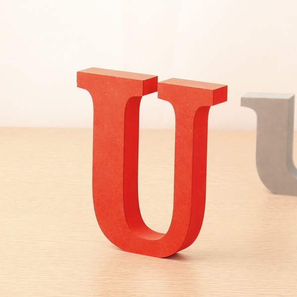 영문이니셜 MDF 에코보드 영문 알파벳 레드 대문자 U