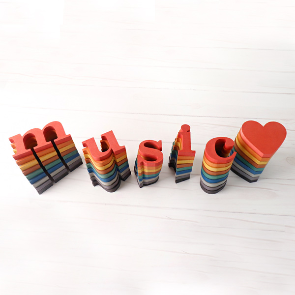 music&hearts; MUSIC&hearts; 세트 컬러 MDF 에코보드 이니셜 우드스카시 알파벳