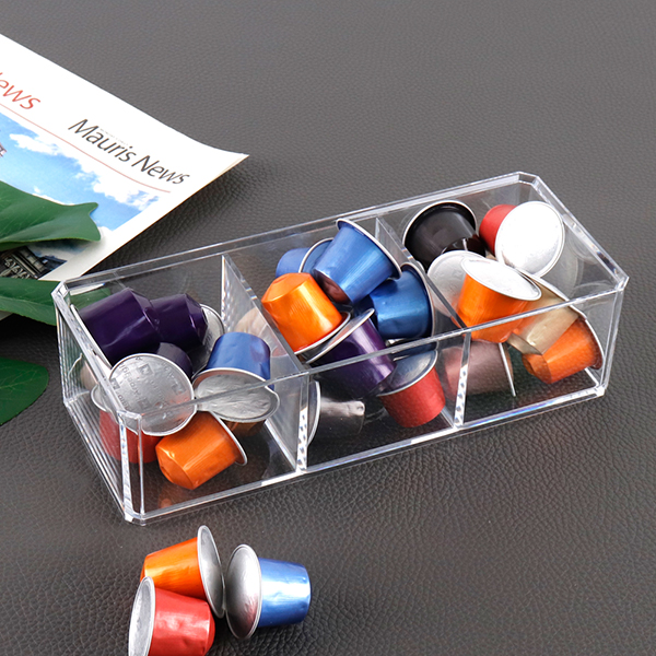 커피캡슐 칸막이 보관함 3칸 오픈형 JP1170 캡슐 투명상자