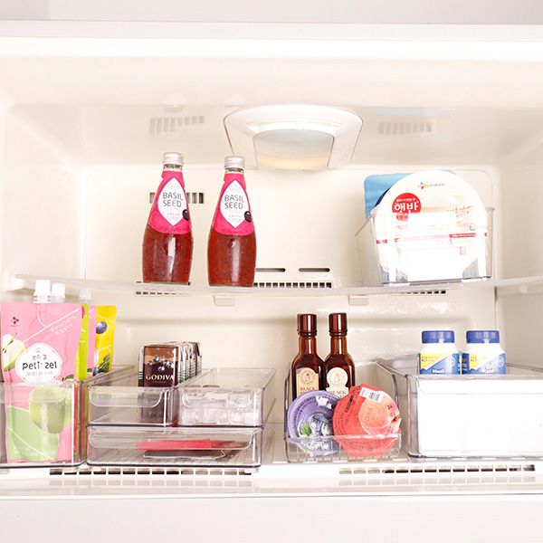 냉장고 정리트레이 베이직 공간 활용 정리함수납통 투명 보관케이스