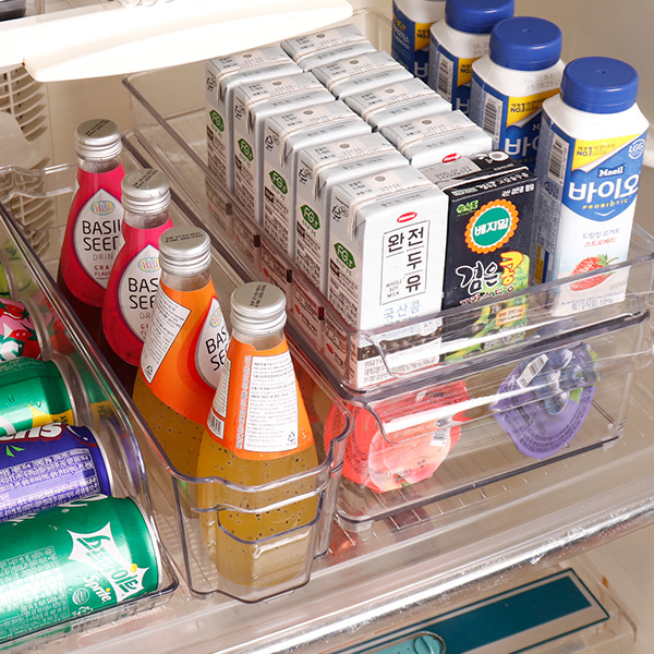 냉장고 정리트레이 파인 투명 수납함 손잡이통보관용 정리수납 보관