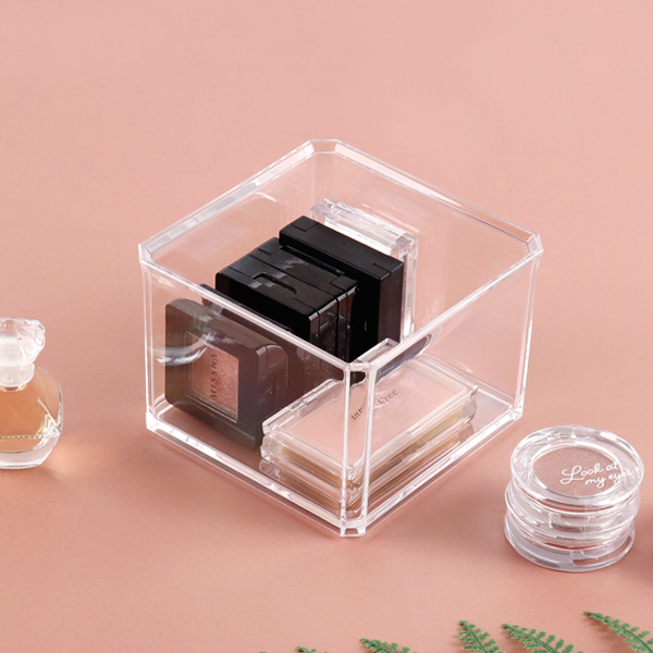 미니 사각 화장품 정리함 다용도 투명 정리대 면봉 화장솜 메이크업 보관함