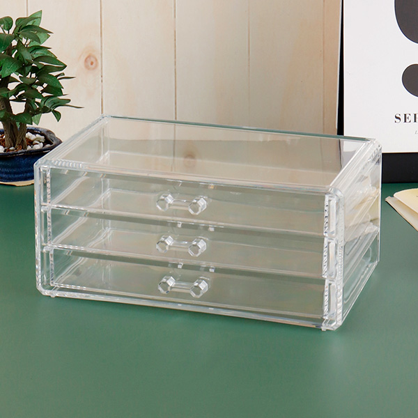 투명 3단 서랍 정리함 잡동사니 정리 수납함