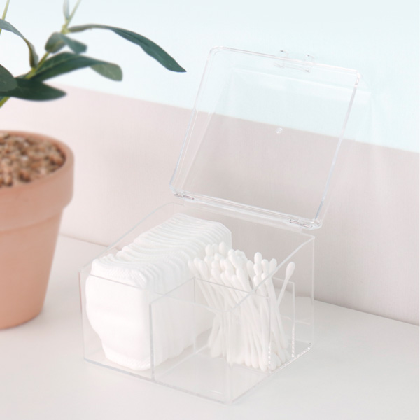 투명 칸막이 보관함 화장솜 케이스 면봉 악세서리 수납정리함