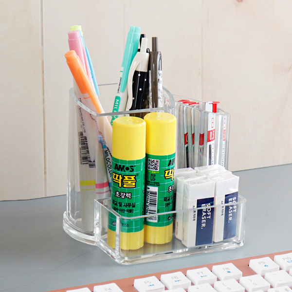 책상정리함 연필꽂이 수납함 투명 칸막이 보관함