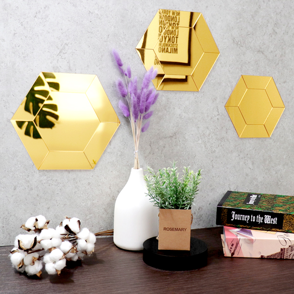 국산 부착식 아크릴 육각 프레임<BR>안전거울 벽 거울