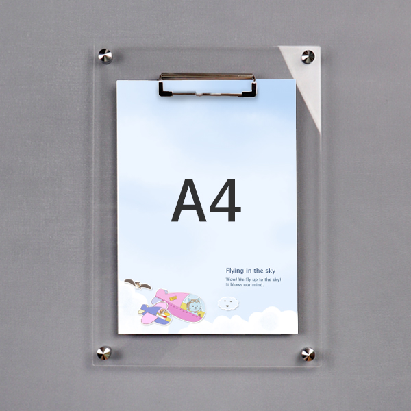 A4 아크릴 안내 게시판 27x38cm 집게 1개 LNB1101
