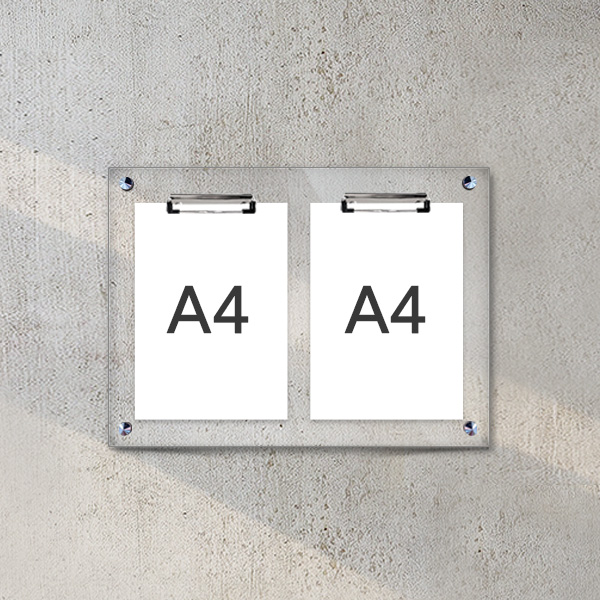 A4 아크릴 안내 게시판 52 x 38cm 집게 2개 LNB1201