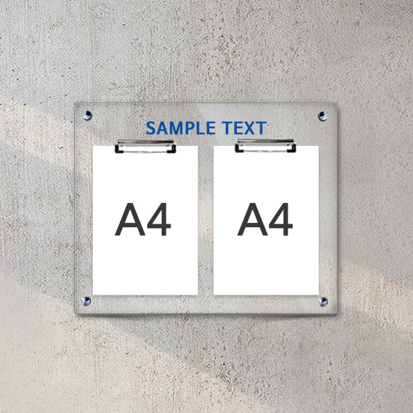 A4 아크릴 안내 게시판 52 x 40cm 집게 2개 LNB1211