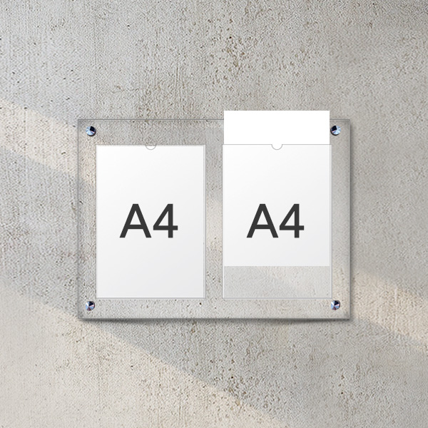 A4 아크릴 안내 게시판 52 x 38cm 포켓 2개 LNB1202