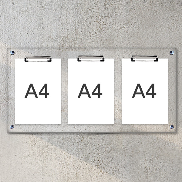 A4 아크릴 안내 게시판 76 x 38cm 집게 3개 LNB1301