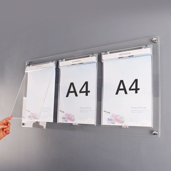A4 아크릴 안내 게시판 76 x 38cm 덮개 3개 LNB1303