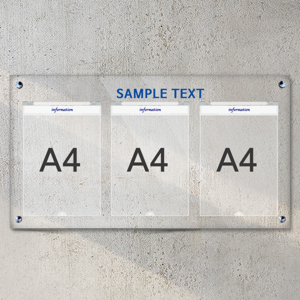 A4 아크릴 안내 게시판 76 x 40cm 덮개 3개 LNB1313