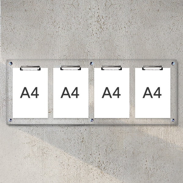 A4 아크릴 안내 게시판 100 x 38cm 집게 4개 LNB1401
