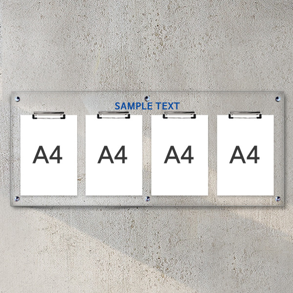 A4 아크릴 안내 게시판 100 x 40cm 집게 4개 LNB1411