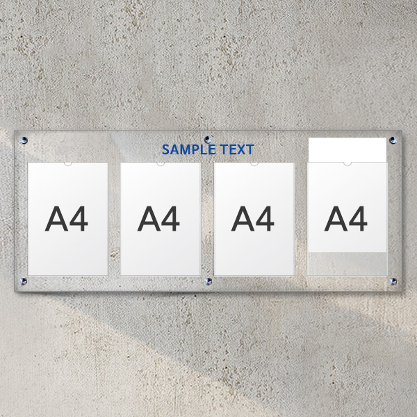 A4 아크릴 안내 게시판 100 x 40cm 포켓 4개 LNB1412