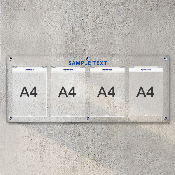 A4 아크릴 안내 게시판 100 x 40cm 덮개 4개 LNB1413