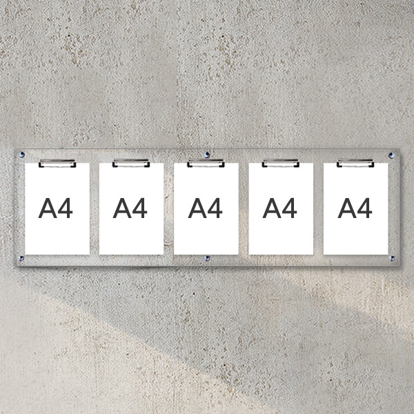 A4 아크릴 안내 게시판 124 x 38cm 집게 5개 LNB1501