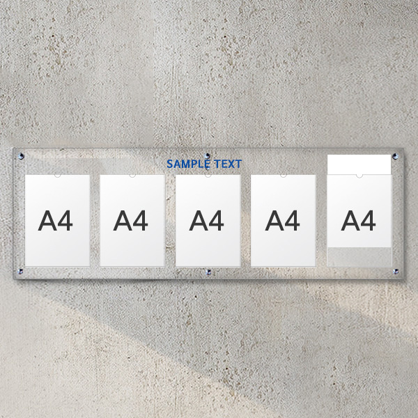 A4 아크릴 안내 게시판 124 x 40cm 포켓 5개 LNB1512