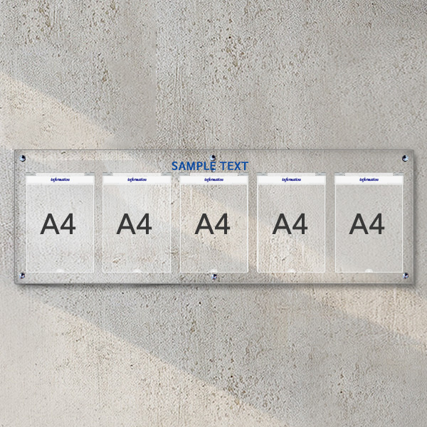 A4 아크릴 안내 게시판 124 x 40cm 덮개 5개 LNB1513