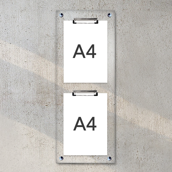 A4 아크릴 안내 게시판 27 x 75cm 집게 2개 LNB2101