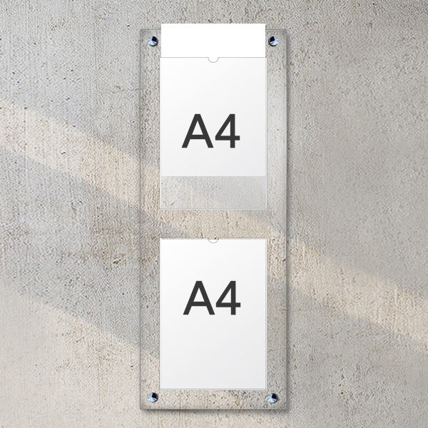 A4 아크릴 안내 게시판 27 x 75cm 포켓 2개 LNB2102