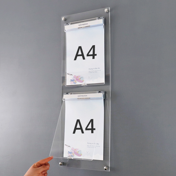 A4 아크릴 안내 게시판 27 x 75cm 덮개 2개 LNB2103