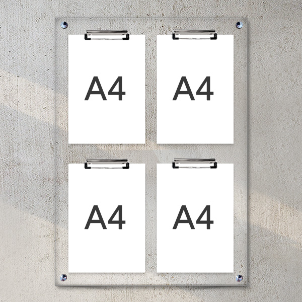 A4 아크릴 안내 게시판 52 x 75cm 집게 4개 LNB2201