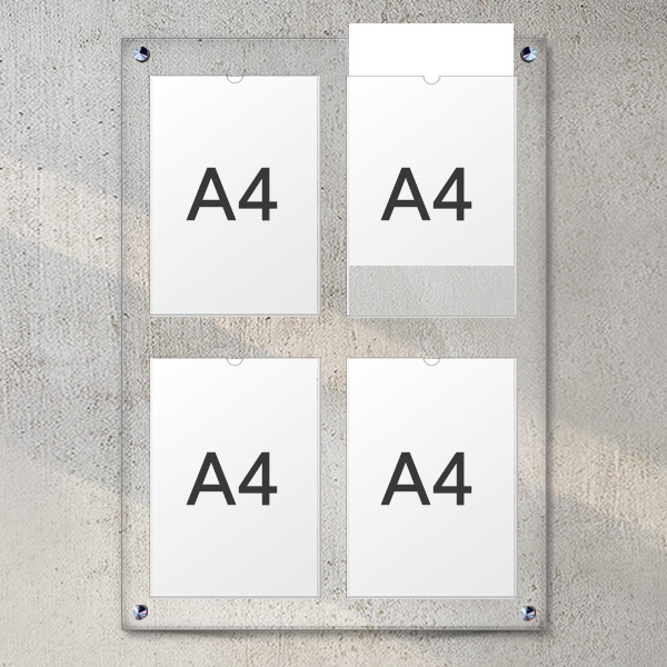 A4 아크릴 안내 게시판 52 x 75cm 포켓 4개 LNB2202