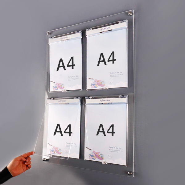 A4 아크릴 안내 게시판 52 x 75cm 덮개 4개 LNB2203