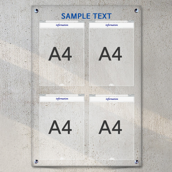 A4 아크릴 안내 게시판 52 x 78cm 덮개 4개 LNB2213
