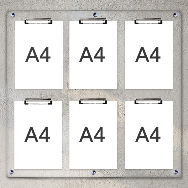 A4 아크릴 안내 게시판 76 x 75cm 집게 6개 LNB2301