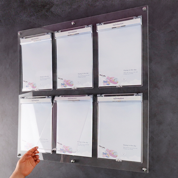 A4 아크릴 안내 게시판 76 x 75cm 덮개 6개 LNB2303