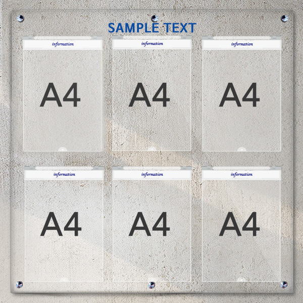 A4 아크릴 안내 게시판 76 x 78cm 덮개 6개 LNB2313