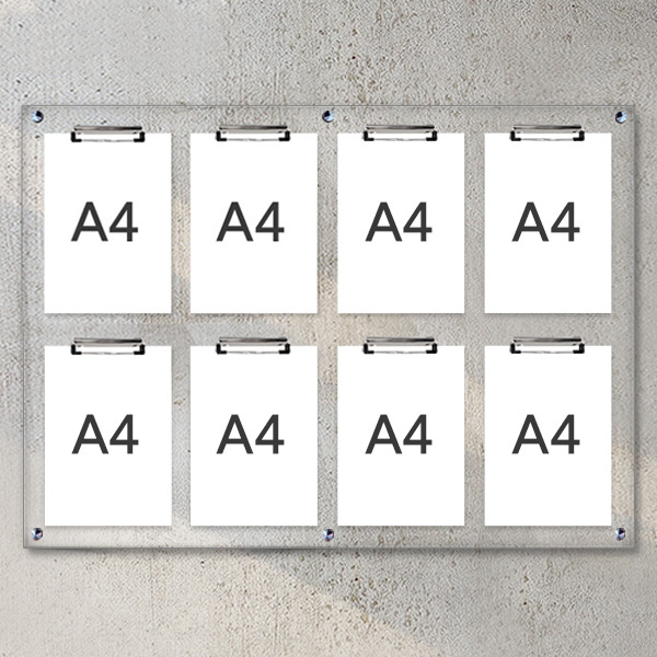 A4 아크릴 안내 게시판 100 x 75cm 집게 8개 LNB2401