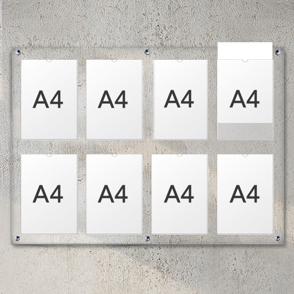 A4 아크릴 안내 게시판 100 x 75cm 포켓8개 LNB2402