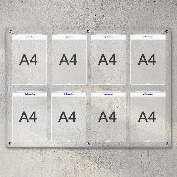 A4 아크릴 안내 게시판 100 x 75cm 덮개8개 LNB2403