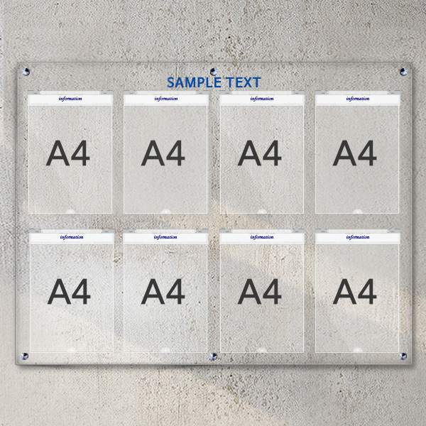 A4 아크릴 안내 게시판 100 x 78cm 덮개 8개 LNB2413