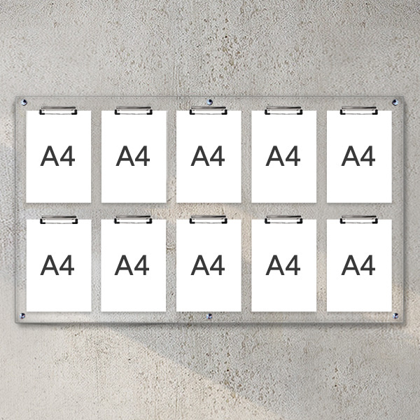 A4 아크릴 안내 게시판 124 x 75cm 집게 10개 LNB2501