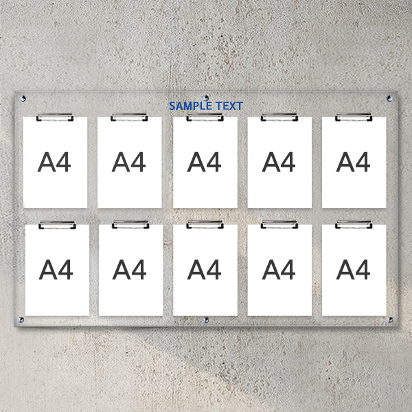 A4 아크릴 안내 게시판 124 x 78cm 집게 10개 LNB2511