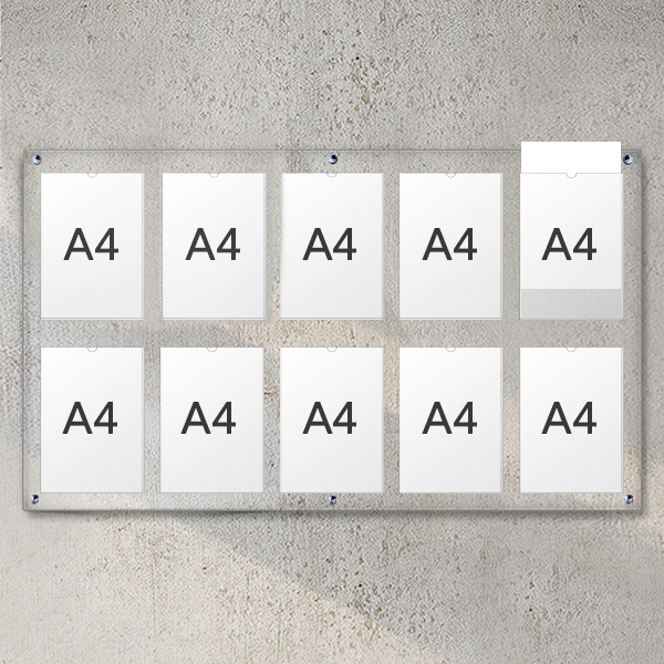 A4 아크릴 안내 게시판 124 x 75cm 포켓 10개 LNB2502
