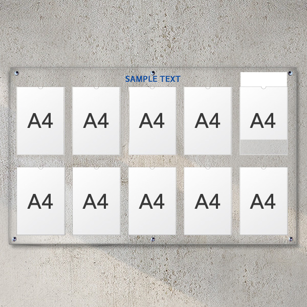 A4 아크릴 안내 게시판 124 x 78cm 포켓 10개 LNB2512