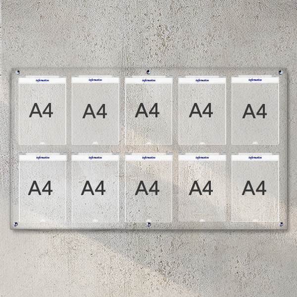 A4 아크릴 안내 게시판 124 x 75cm 덮개 10개 LNB2503