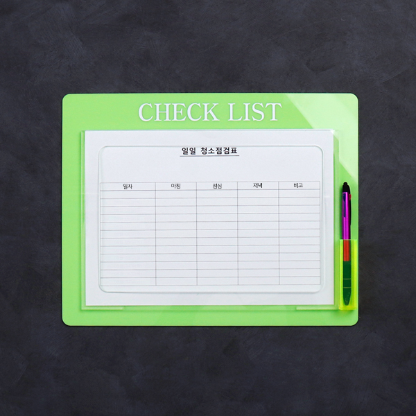 A4 체크리스트 볼펜꽂이 아크릴 게시판 (가로 포켓형) NB1135
