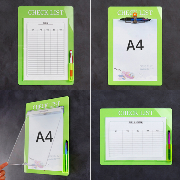 A4 체크리스트 볼펜꽂이형 아크릴 게시판 모음전 NB