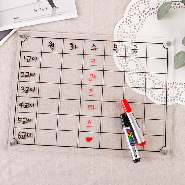 아크릴 스케줄 보드투명 백색 아크릴칠판보드마카 투명 낙서칠판