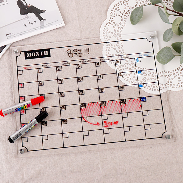 아크릴 스케줄 보드부착형 사무실 업무 칠판대형칠판 일정표 게시판