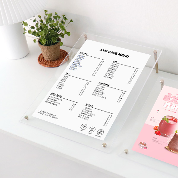 투명 테이블 메뉴판 A5 A4 아크릴 POP 스탠드 카페 전시 홍보 안내판