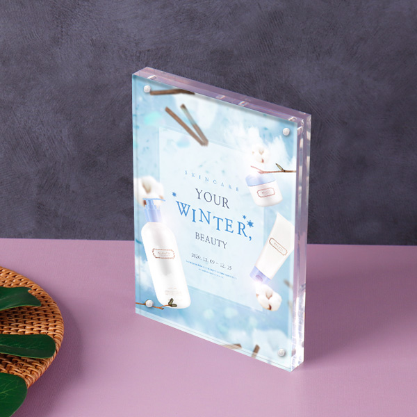 아크릴 자석 POP꽂이 13.3x18.5cm 두께8mm+8mm