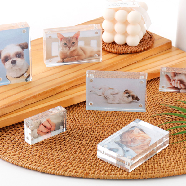 투명 미니 자석 아크릴 액자 포토 사진 프레임 탁상용